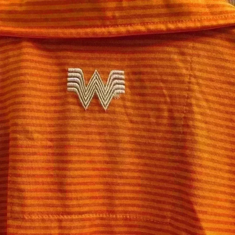 Whataburger Golf Polo for Men Size Small Orange Stripes Dry-fit type material